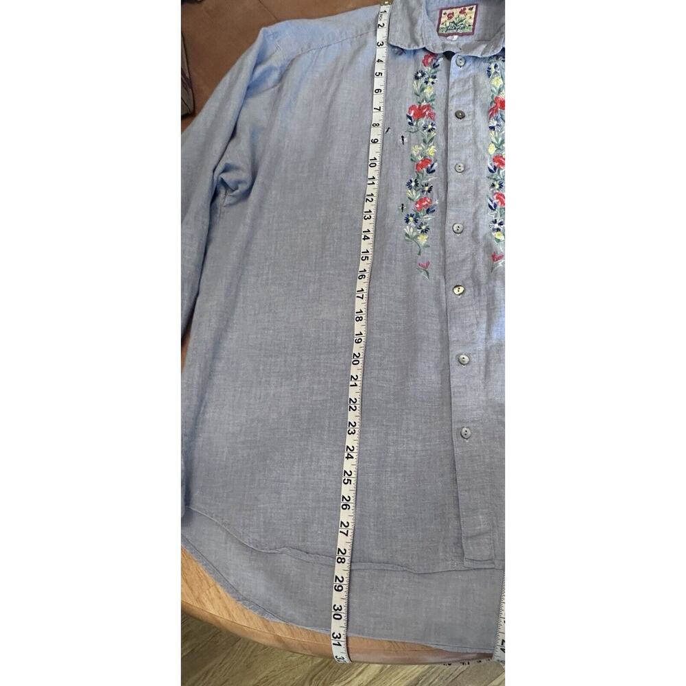 Jackpot Denim Button Down Shirt Women’s‎ Sz XL Long Sleeve Chambray Embroidered - Picture 10 of 10